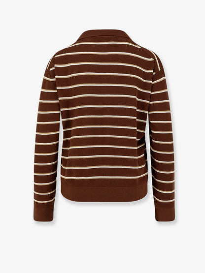 Miu Miu Striped cotton polo shirt - Cacao