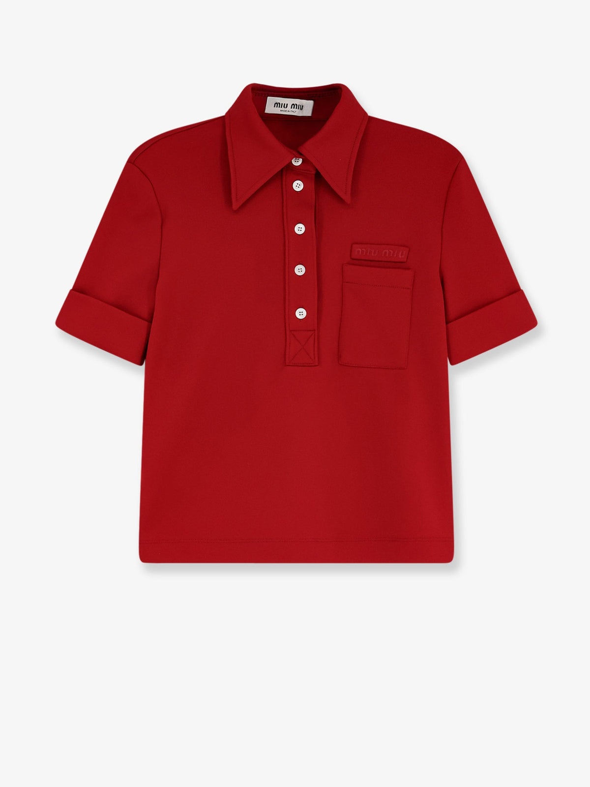 Miu Miu Polo Shirt with Lettering Logo patch - Rubino