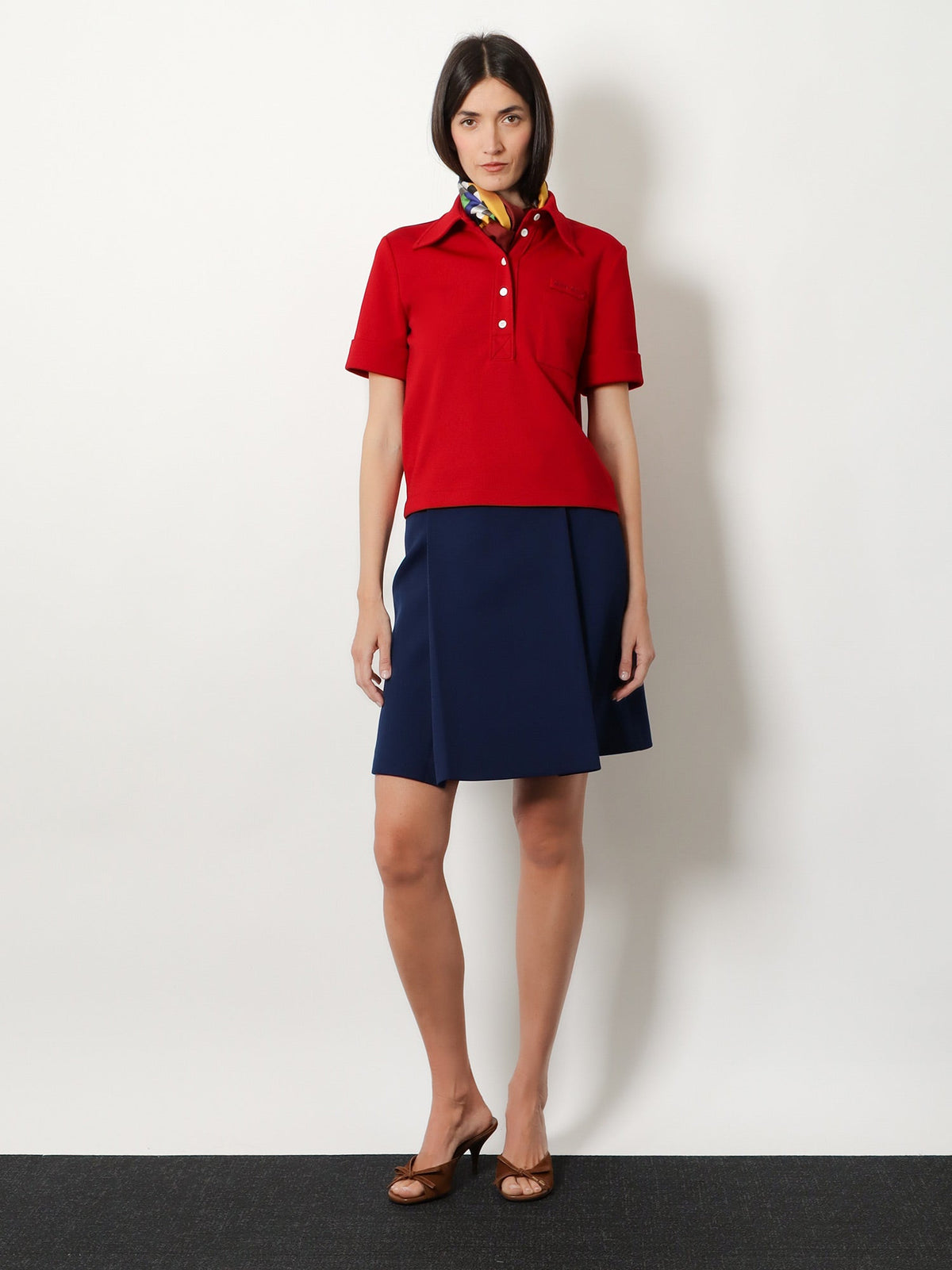 Miu Miu Polo Shirt with Lettering Logo patch - Rubino