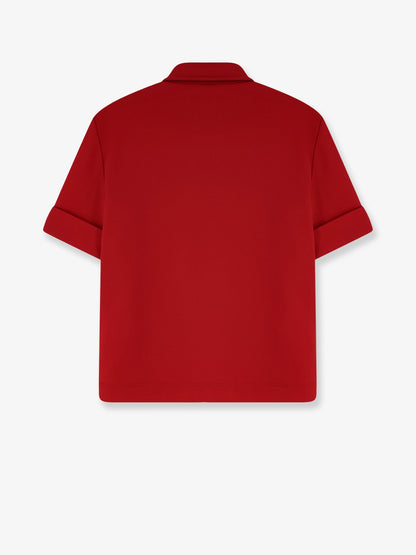 Miu Miu Polo Shirt with Lettering Logo patch - Rubino