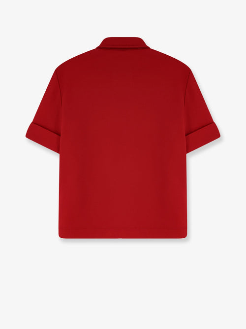Miu Miu Polo Shirt with Lettering Logo patch - Rubino
