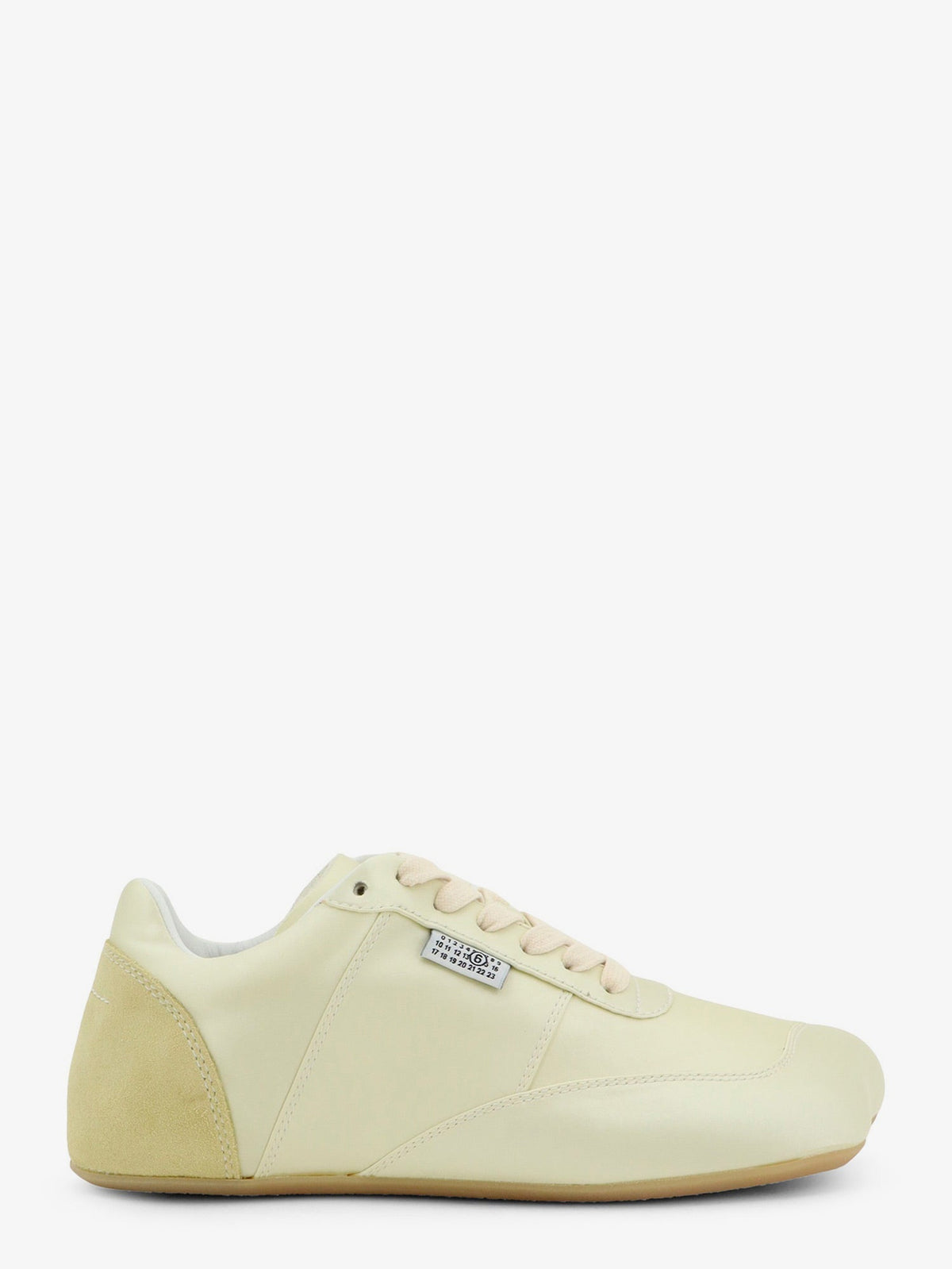 MM6 Maison Margiela Factory satin sneakers with side logo label - White Asparagus