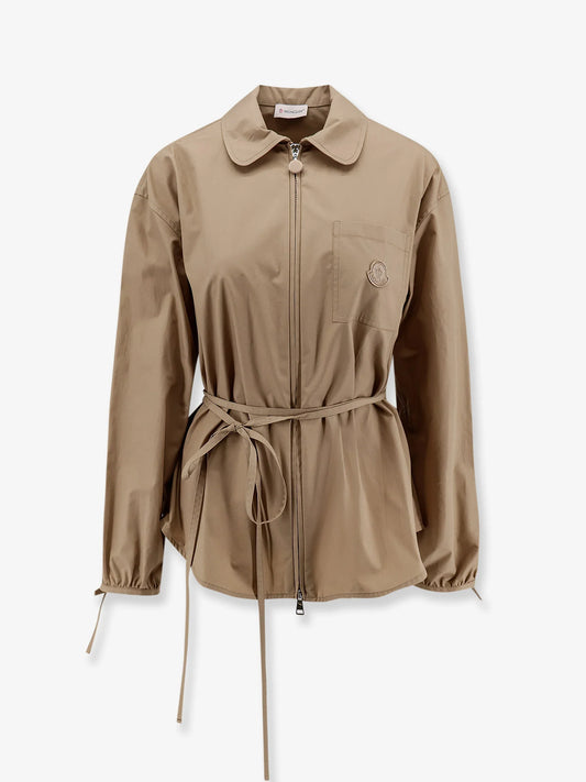Moncler Cotton Shirt Jacket With Front Embroidered Logo