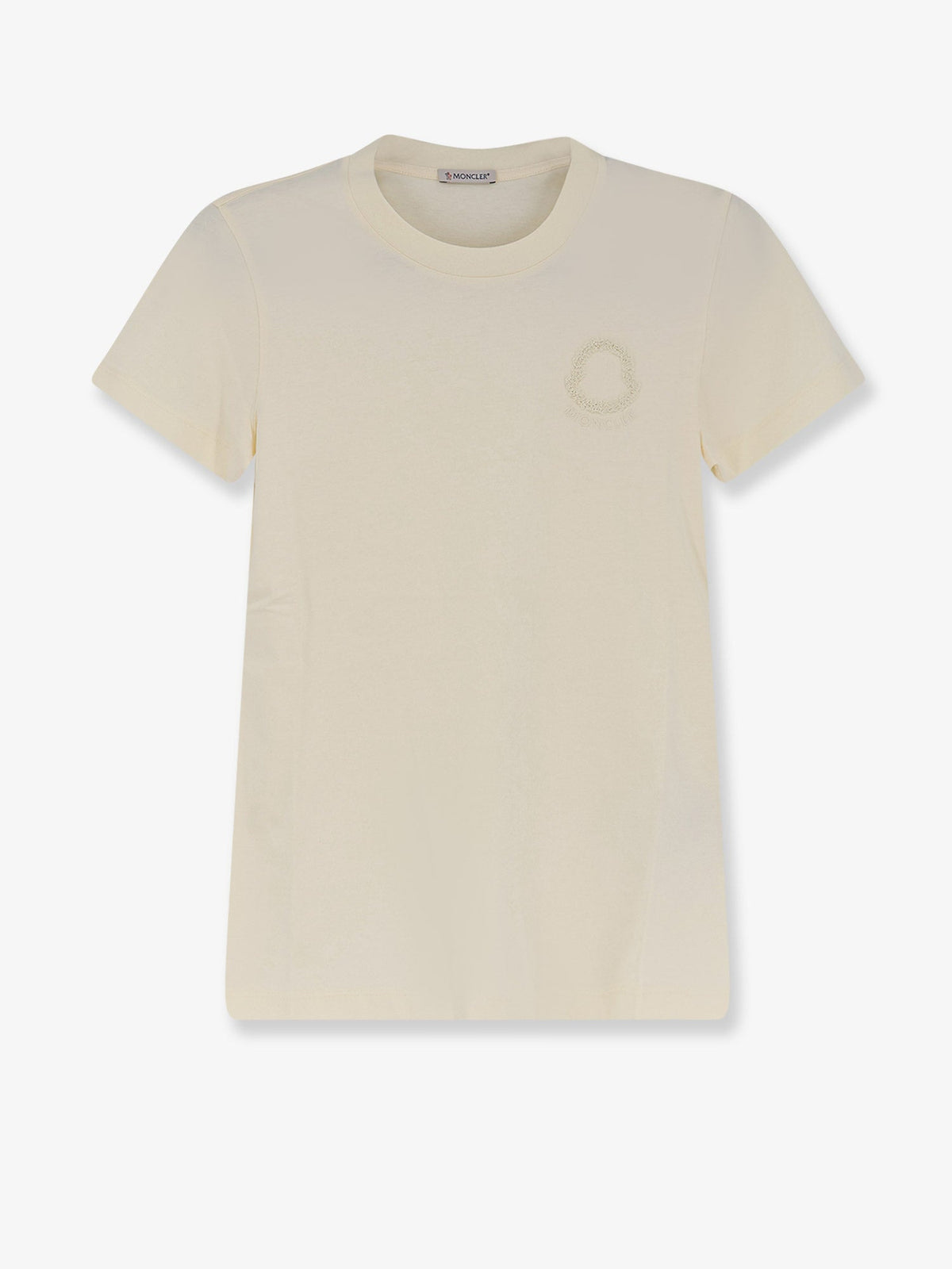 Moncler Cotton T-shirt with flocked logo on the front - Bianco