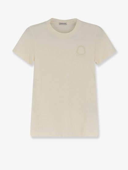 Moncler Cotton T-shirt with flocked logo on the front - Bianco