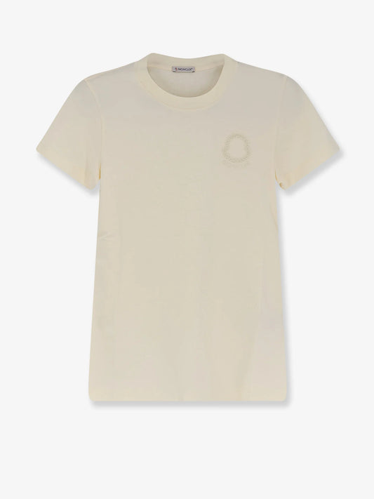 Moncler Cotton T Shirt With Flocked Logo On The Front