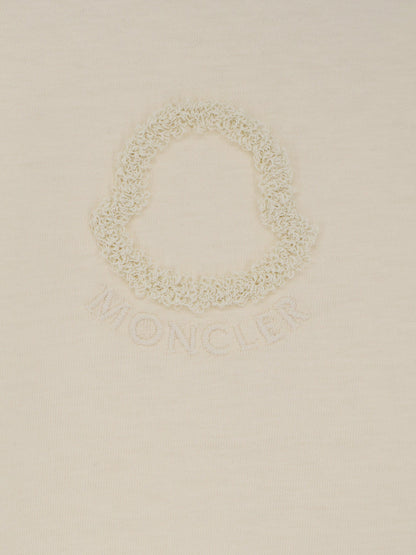 Moncler Cotton T-shirt with flocked logo on the front - Bianco