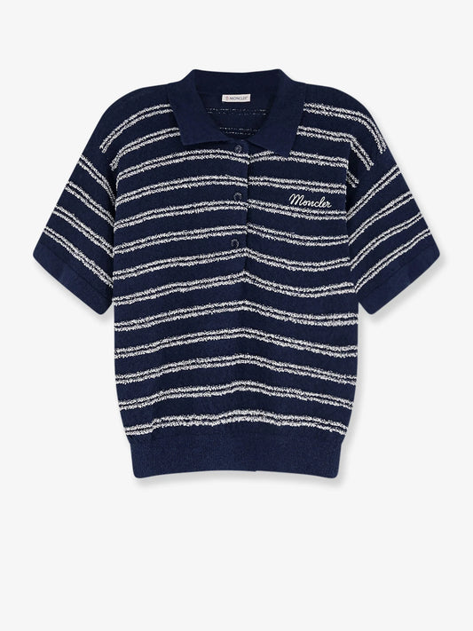 Moncler Cotton Blend Polo Shirt With Bouclé Effect