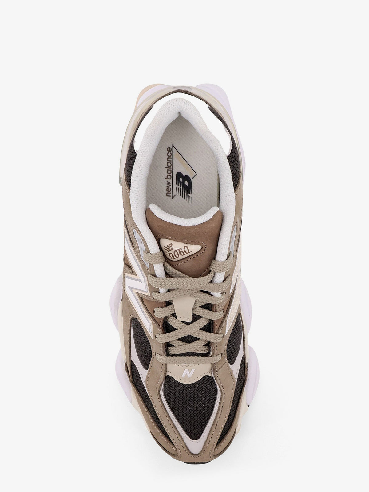 New Balance 9060 low-top mesh sneakers with suede interts - Arid Stone