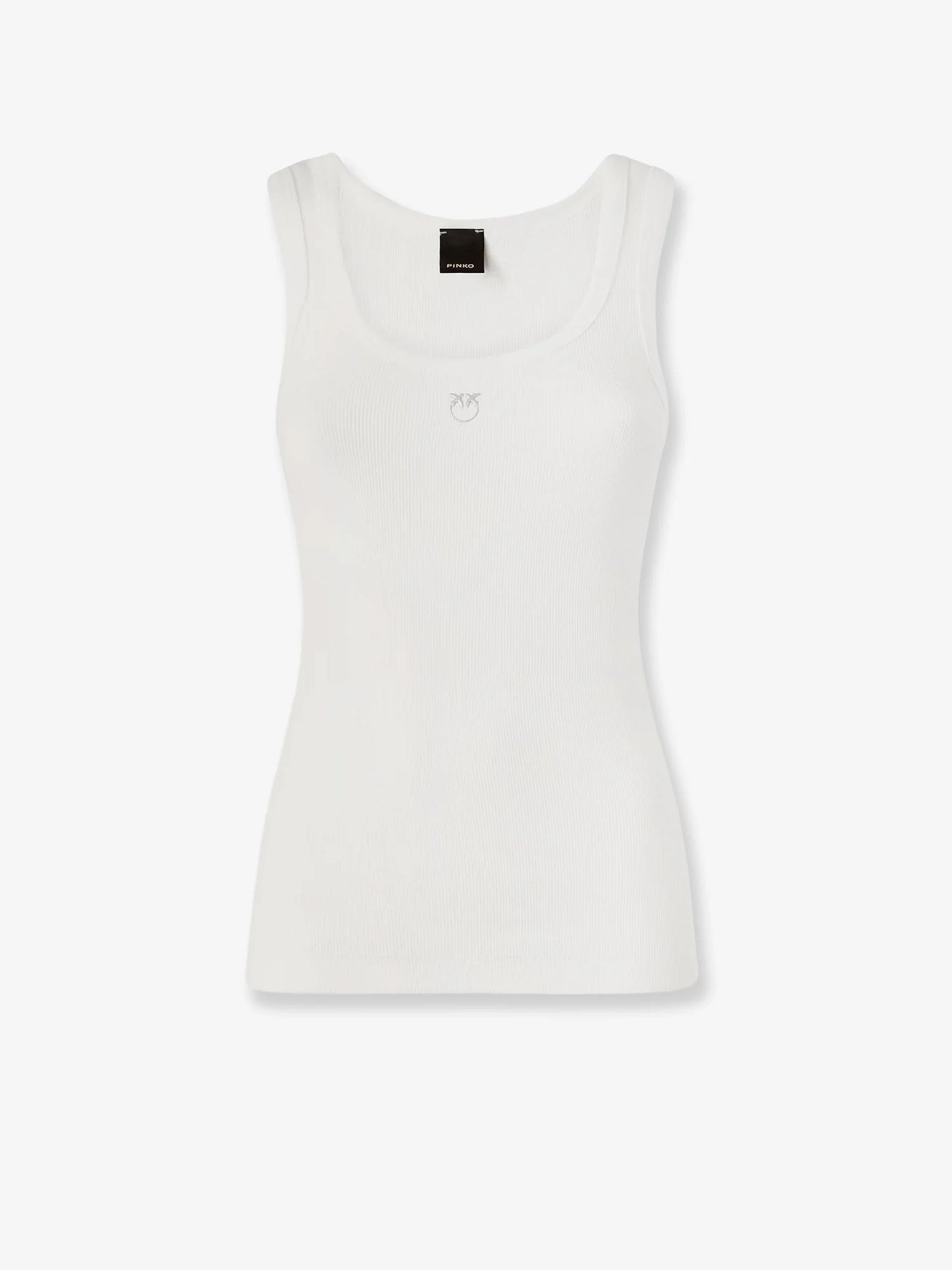 Pinko Calcolatore Cotton Tank Top With Love Birds Logo On The Front
