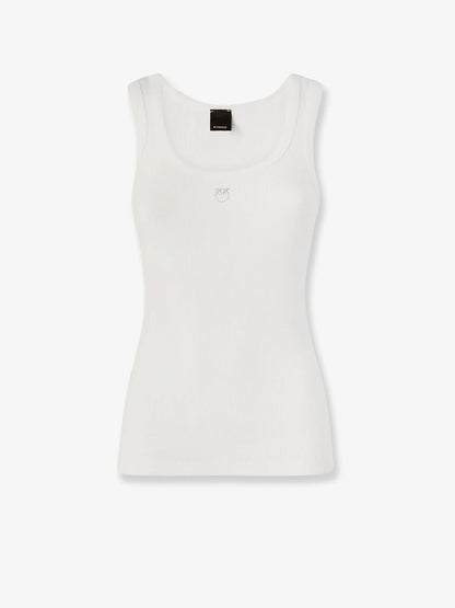 Pinko Calcolatore Cotton Tank Top With Love Birds Logo On The Front