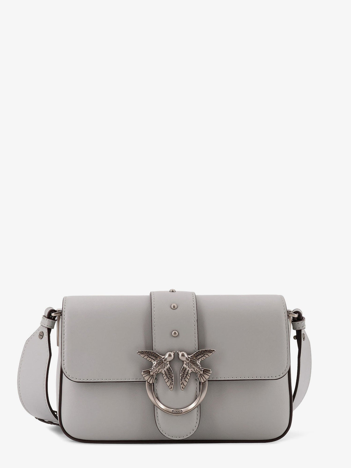 Pinko Mini Love Bag leather crossbody bag - Grigio
