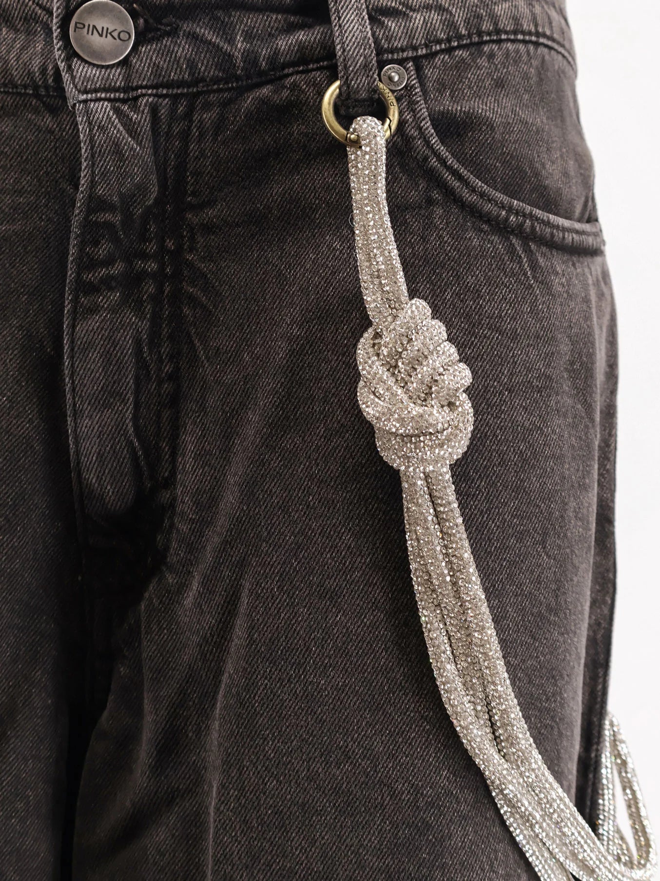 Pinko Lauryn Bull Denim Jeans With Removable Jewel Rope