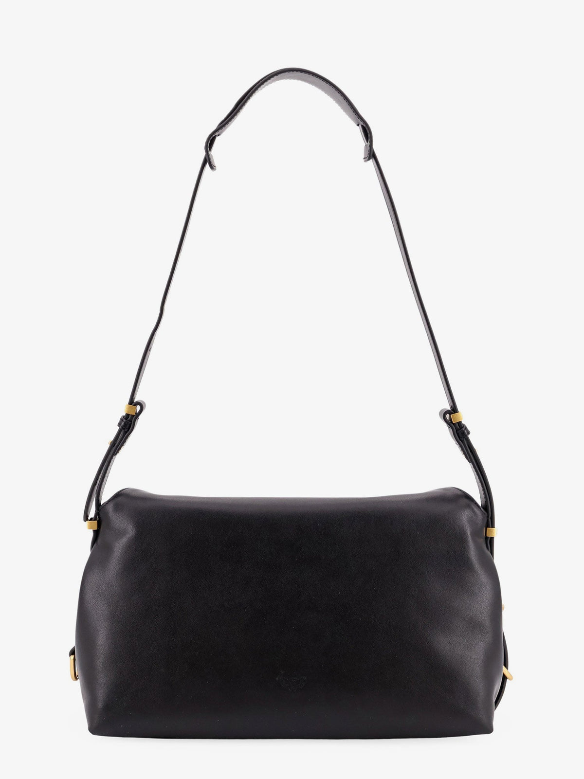 Pinko Leather shoulder bag with metal detail with engraved logo - Nero