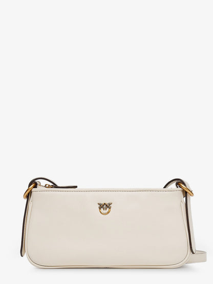 Pinko Mini Half Moon leather crossbody bag - Bianco