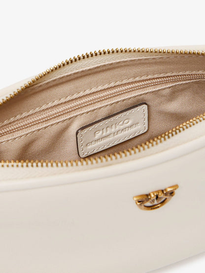 Pinko Mini Half Moon leather crossbody bag - Bianco