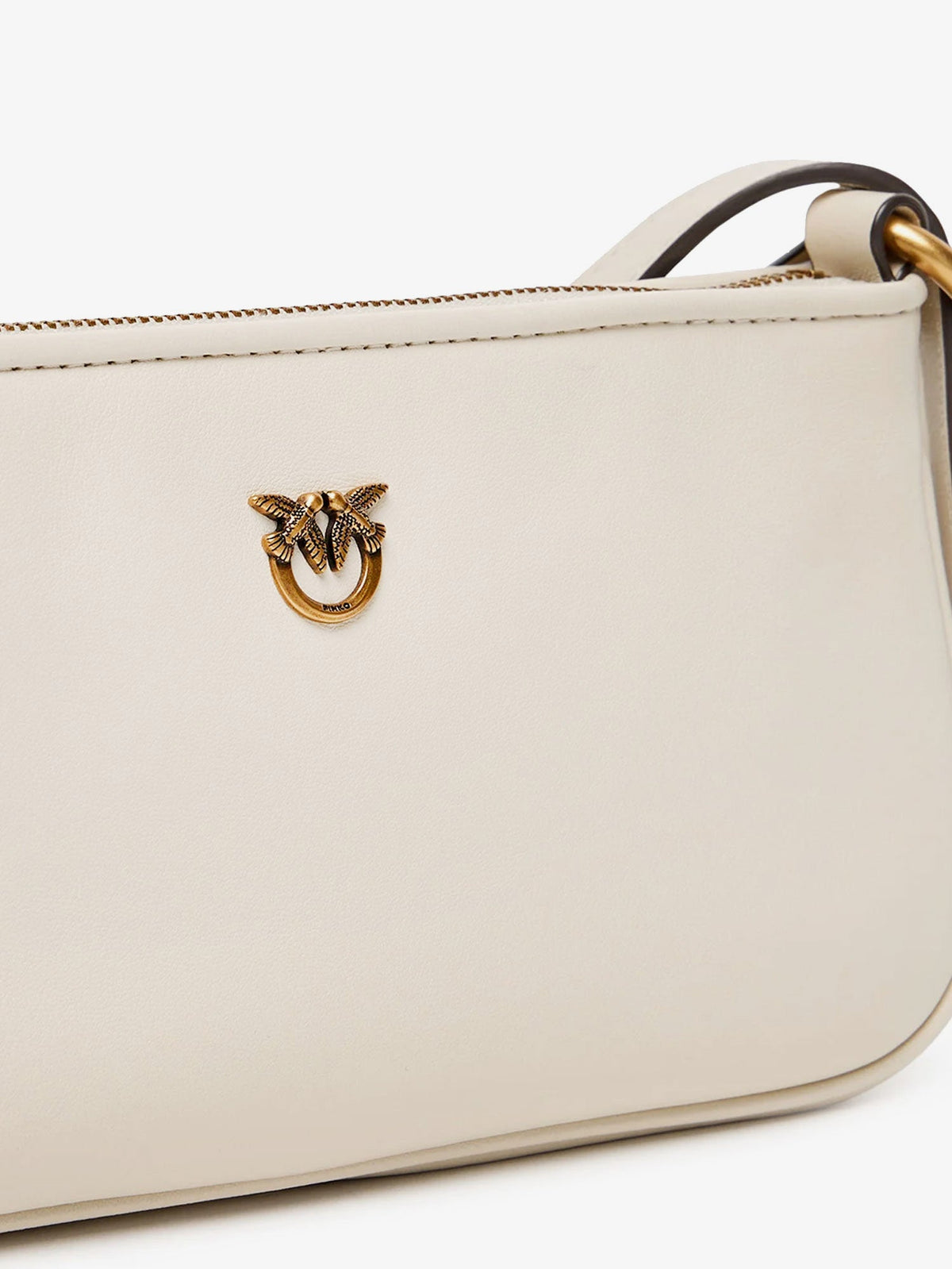 Pinko Mini Half Moon leather crossbody bag - Bianco