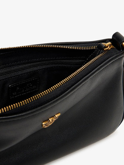 Pinko Mini Half Moon leather crossbody bag - Nero