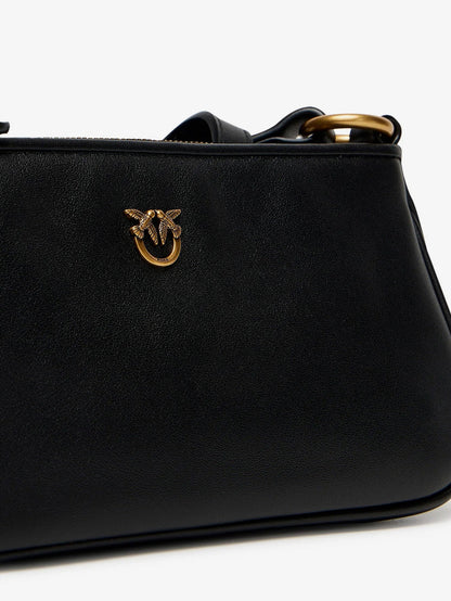Pinko Mini Half Moon leather crossbody bag - Nero