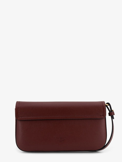 Pinko Saddle Flat leather crossbody bag - Burgundywine