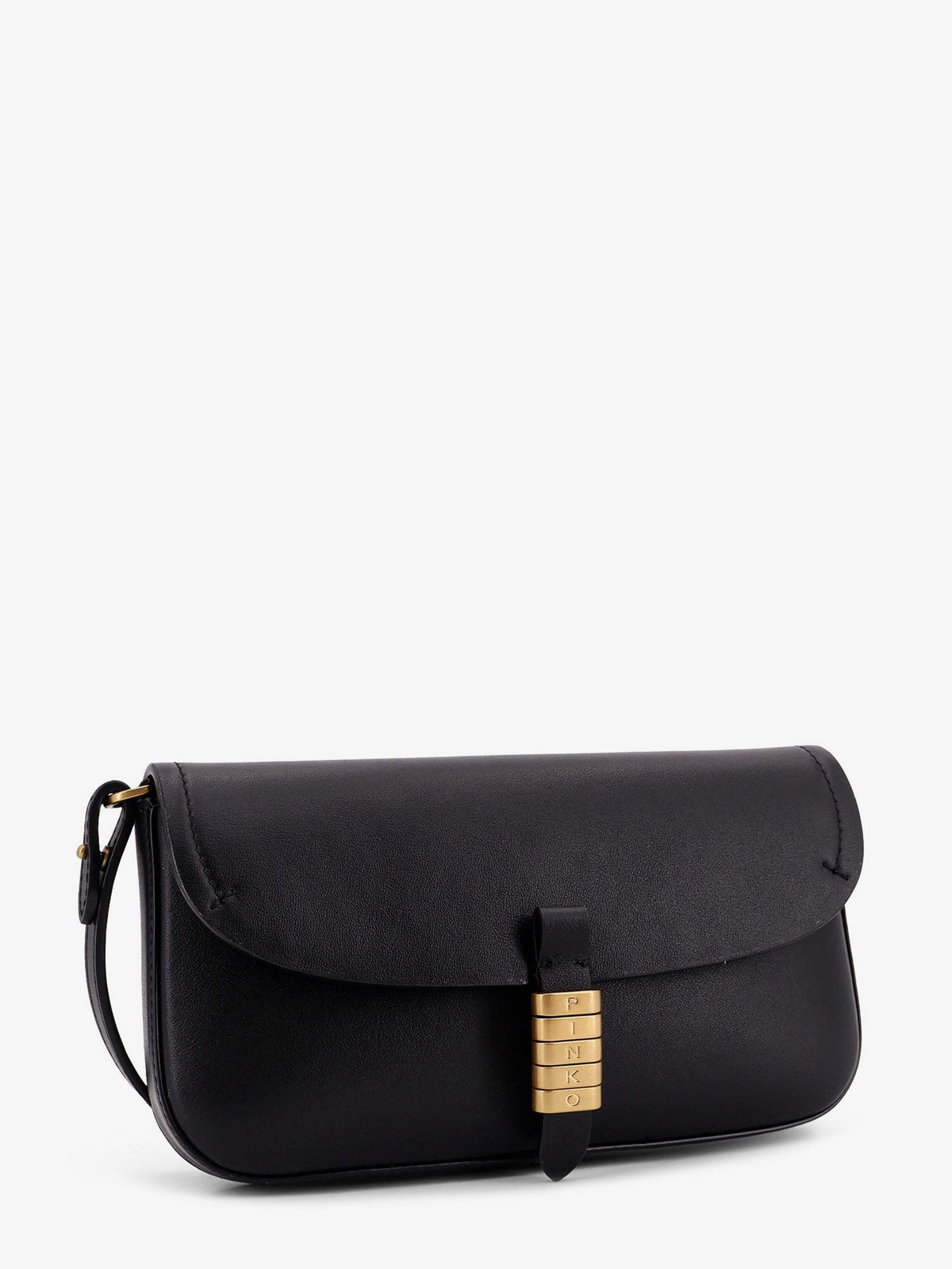 Pinko Saddle Flat leather crossbody bag - Nero