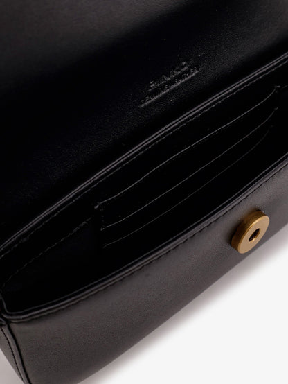 Pinko Saddle Flat leather crossbody bag - Nero