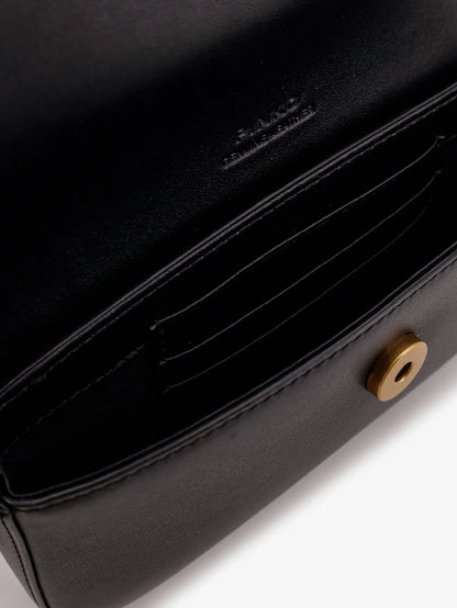 Pinko Saddle Flat Leather Crossbody Bag