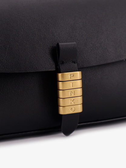 Pinko Saddle Flat leather crossbody bag - Nero