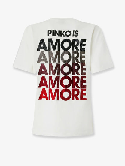 Pinko Cotton T Shirt With Love Birds Logo On The Front