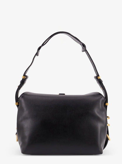 Pinko Leather shoulder bag with metal logo detail - Nero