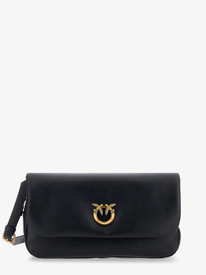 Pinko Soft Horizontal leather crossbody bag - Nero