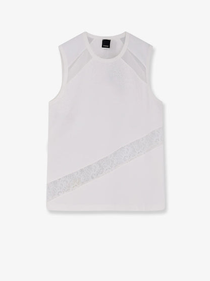 Pinko Molly Cotton Tank Top With Lace Inserts