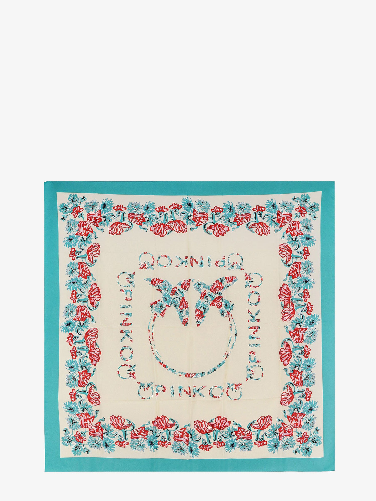Pinko Limbo silk and viscose blend foulard with multicolor print - Panna/Verde