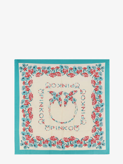 Pinko Limbo silk and viscose blend foulard with multicolor print - Panna/Verde