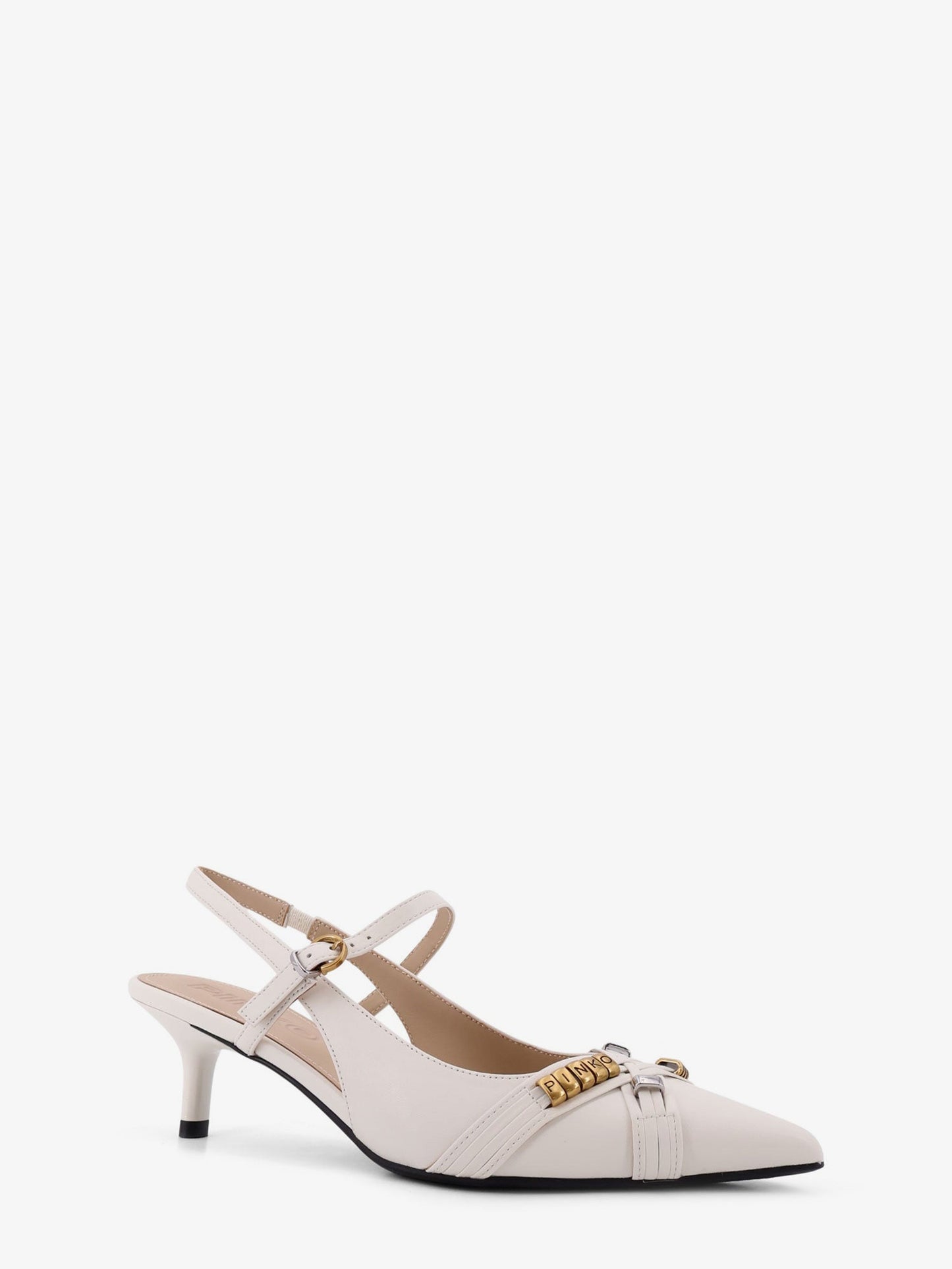 Pinko Gloria 18 Leather Pumps With Metal Lettering Detail