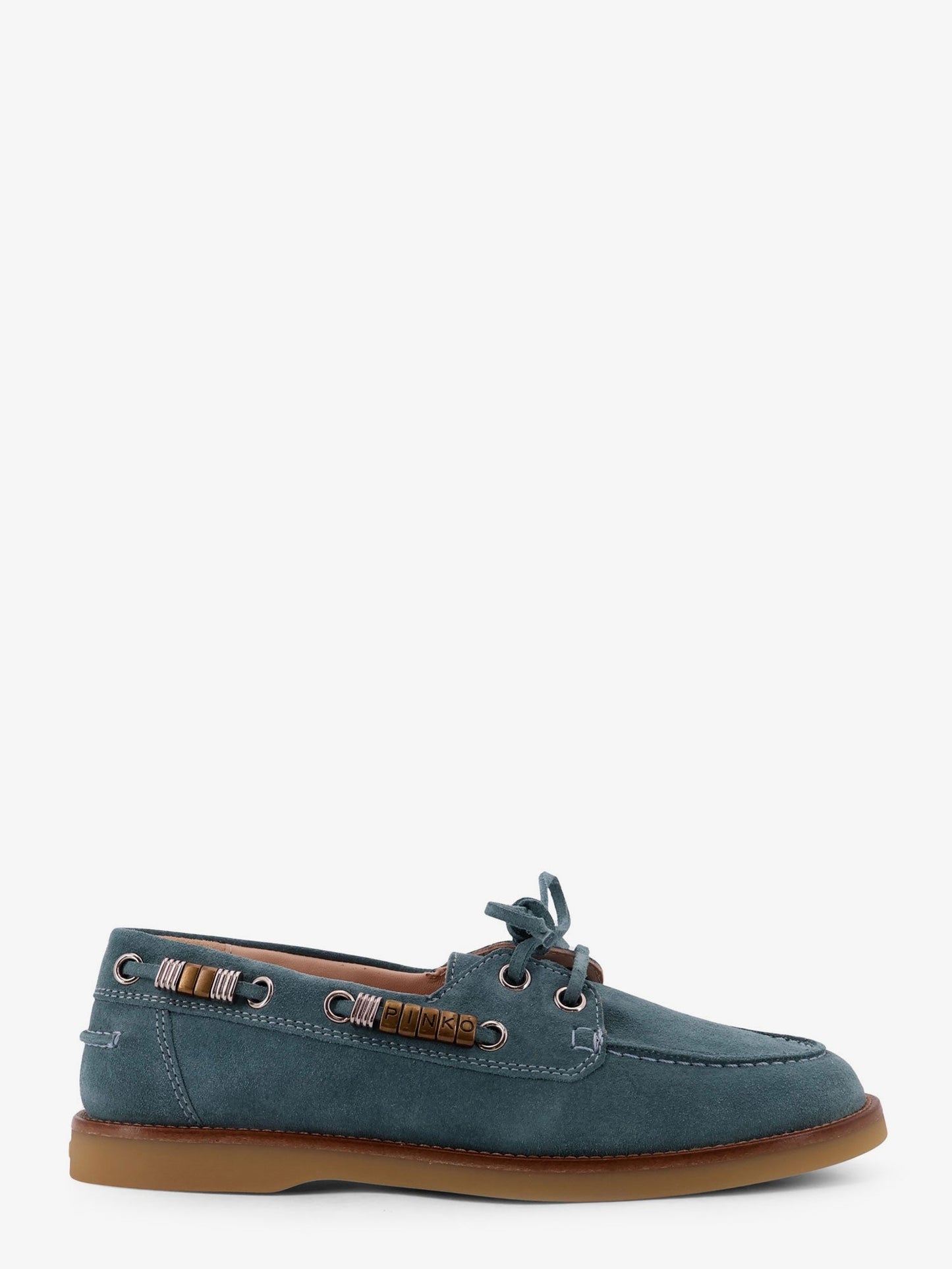 Pinko Grace Suede Loafers With Metal Lettering Logo
