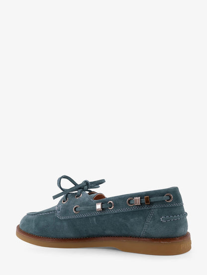 Pinko Grace Suede Loafers With Metal Lettering Logo