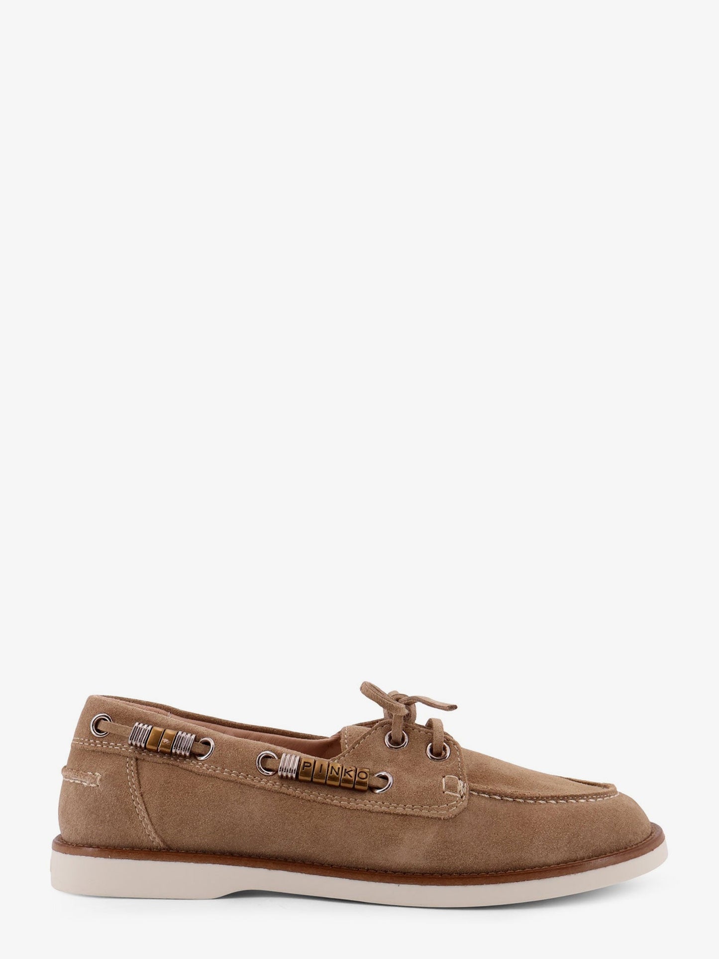 Pinko Grace Suede Loafers With Metal Lettering Logo