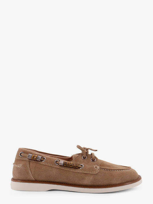 Pinko Grace Suede Loafers With Metal Lettering Logo