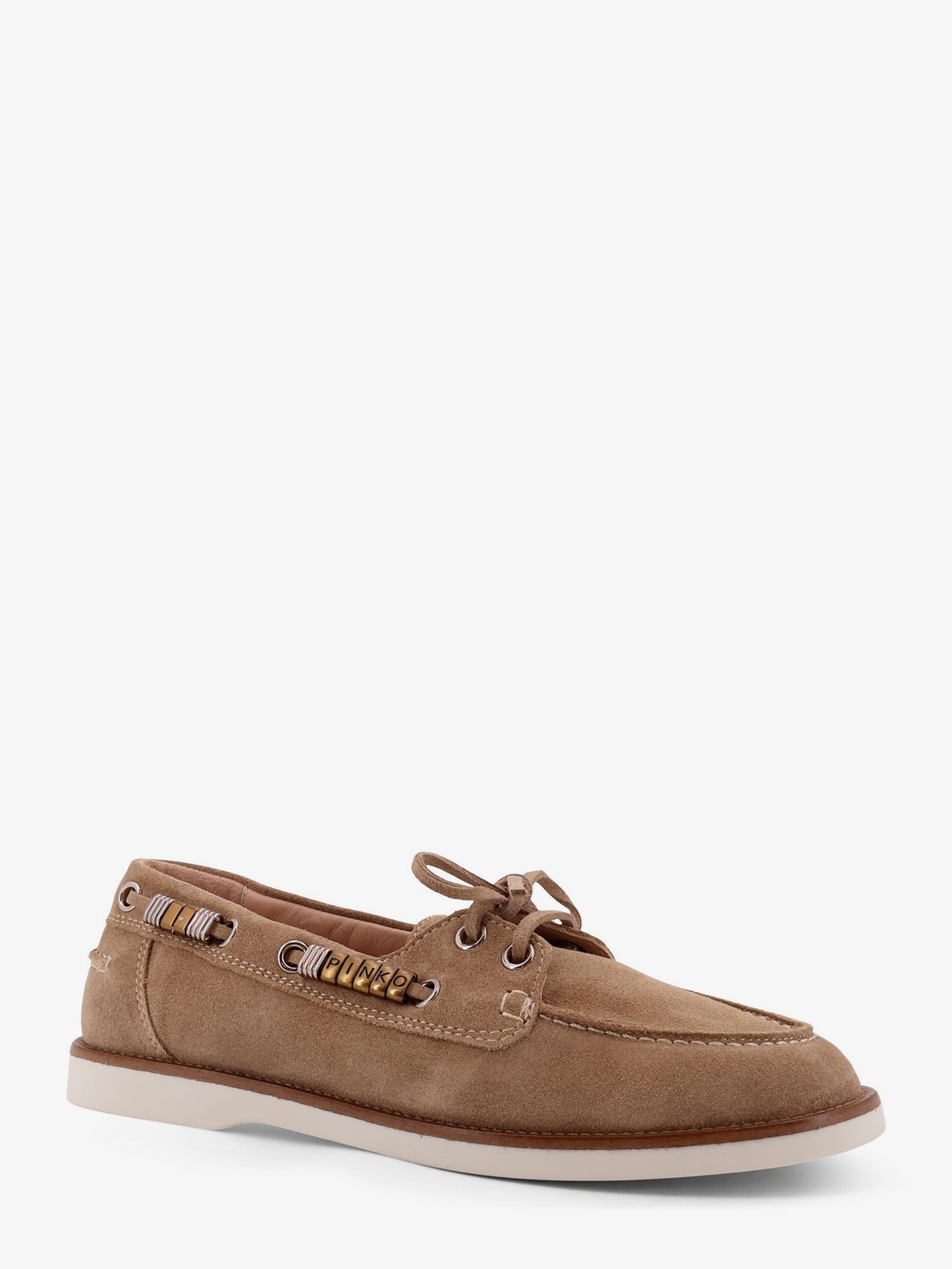 Pinko Grace Suede Loafers With Metal Lettering Logo