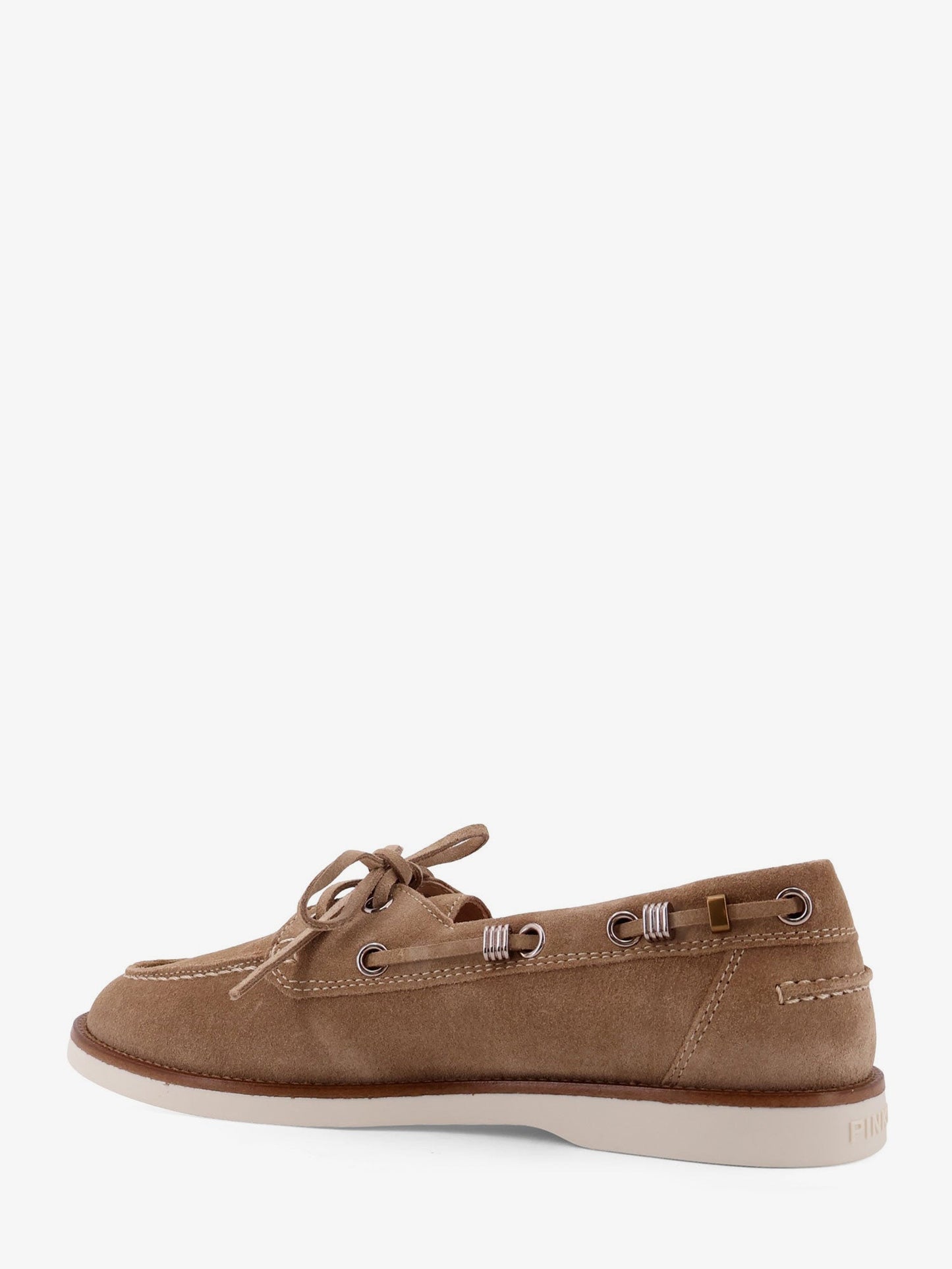 Pinko Grace Suede Loafers With Metal Lettering Logo