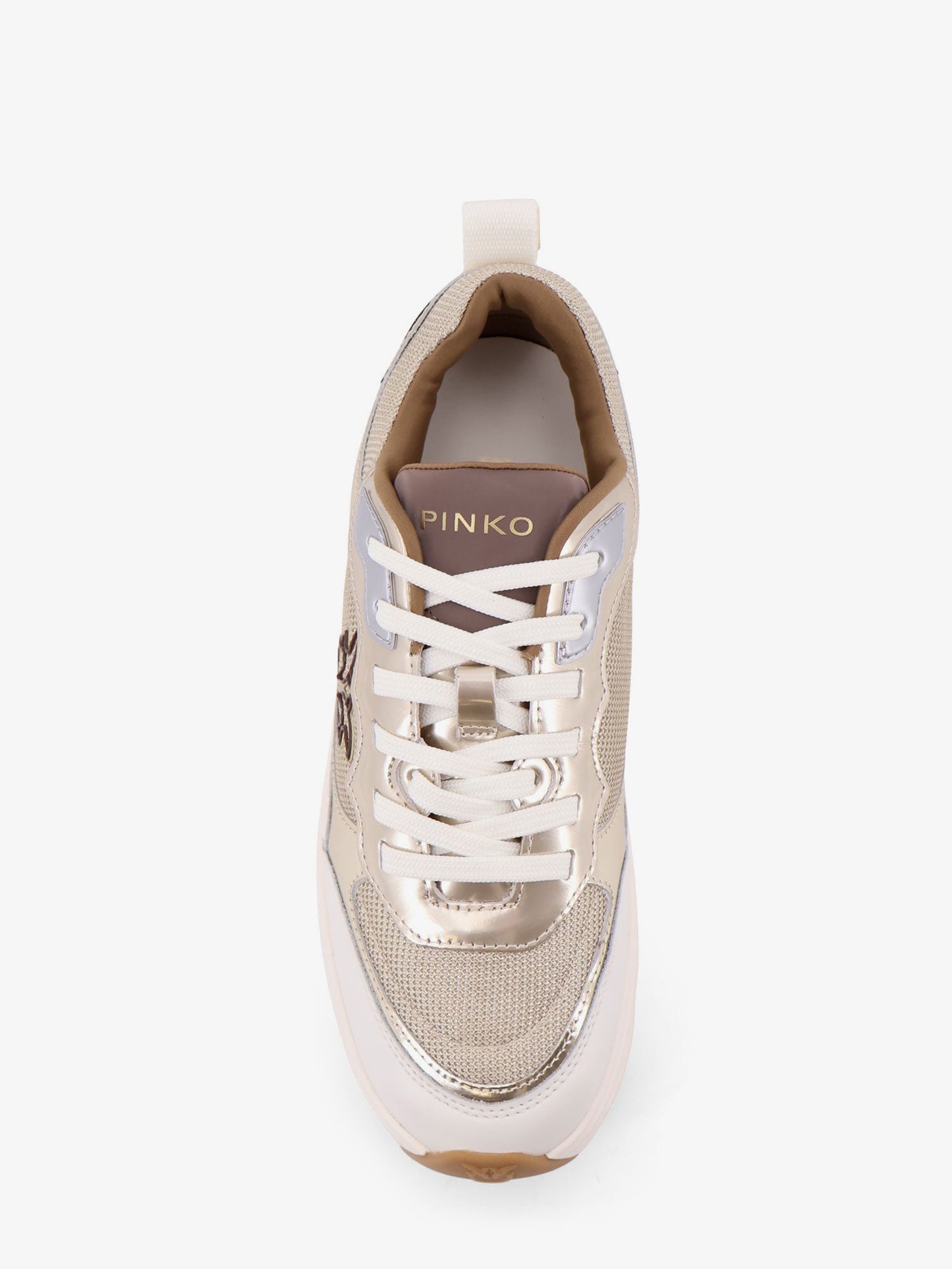 Pinko Pink Leather Sneakers With Nylon Inserts
