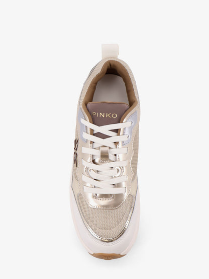 Pinko Pink Leather Sneakers With Nylon Inserts