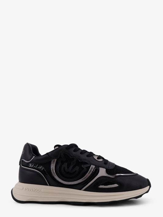 Pinko Zoe Leather Sneakers With Mesh Inserts