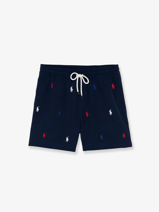 Polo Ralph Lauren Nylon Swim Trunks With All Over Embroidered Logo