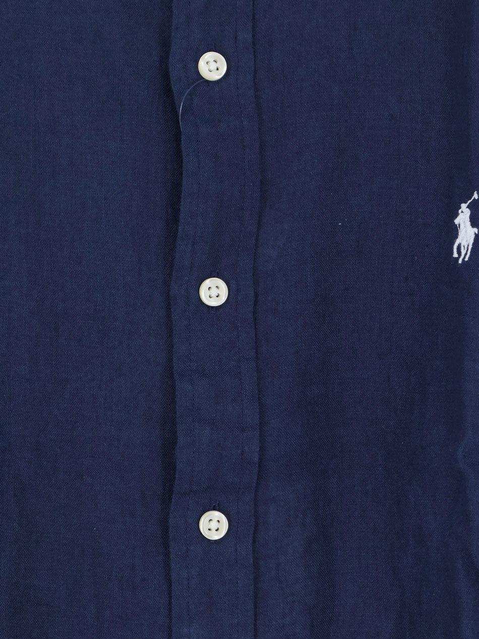 Polo Ralph Lauren Linen shirt with embroidered logo on the front - Newport Navy W  White Pp