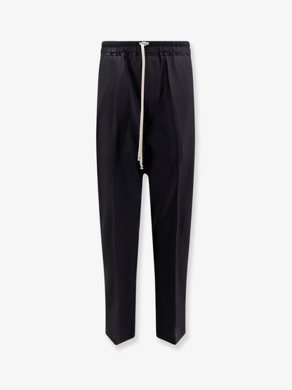 Rick Owens Drawstring Long certified virgin wool trousers - Black