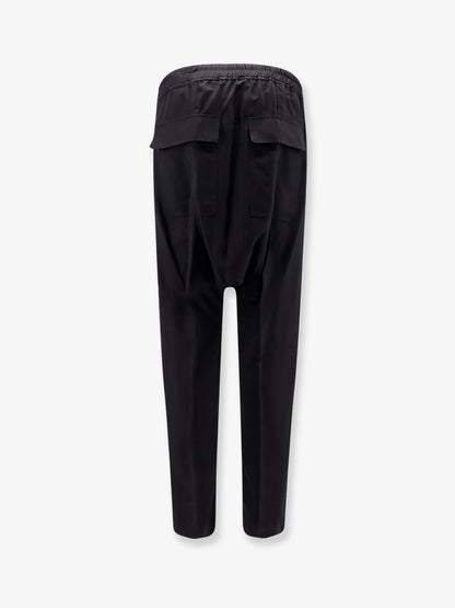 Rick Owens Drawstring Long certified virgin wool trousers - Black
