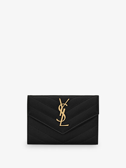 Saint Laurent Cassandre matalassé leather wallet - Nero