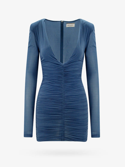 Saint Laurent Draped fabric dress - Blu
